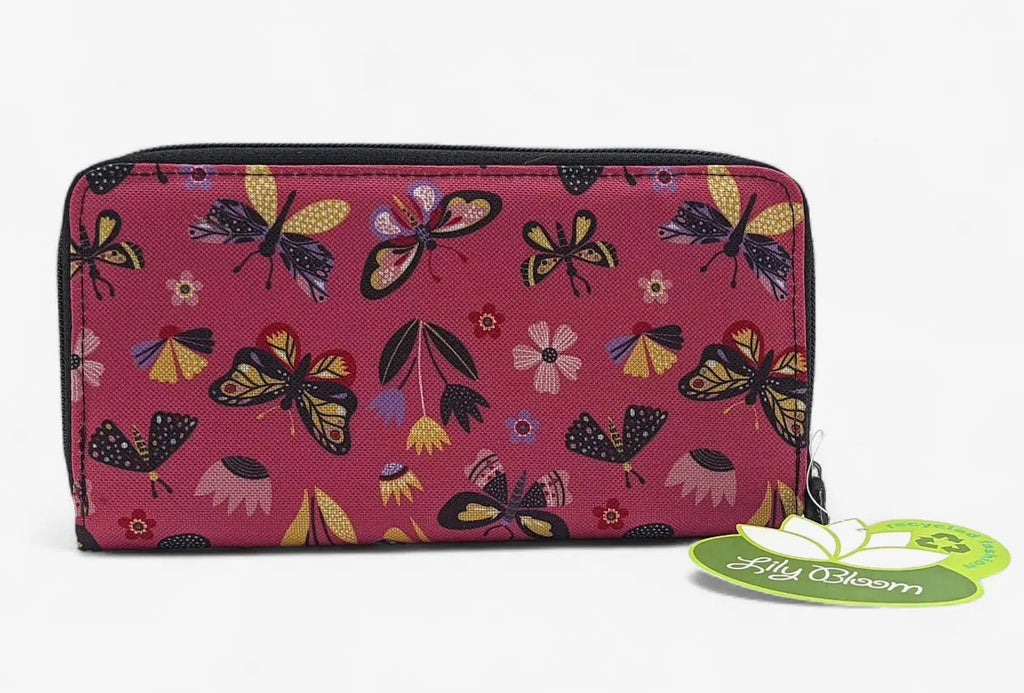 Lily Bloom Wallet Travel Zip Around Butterfly