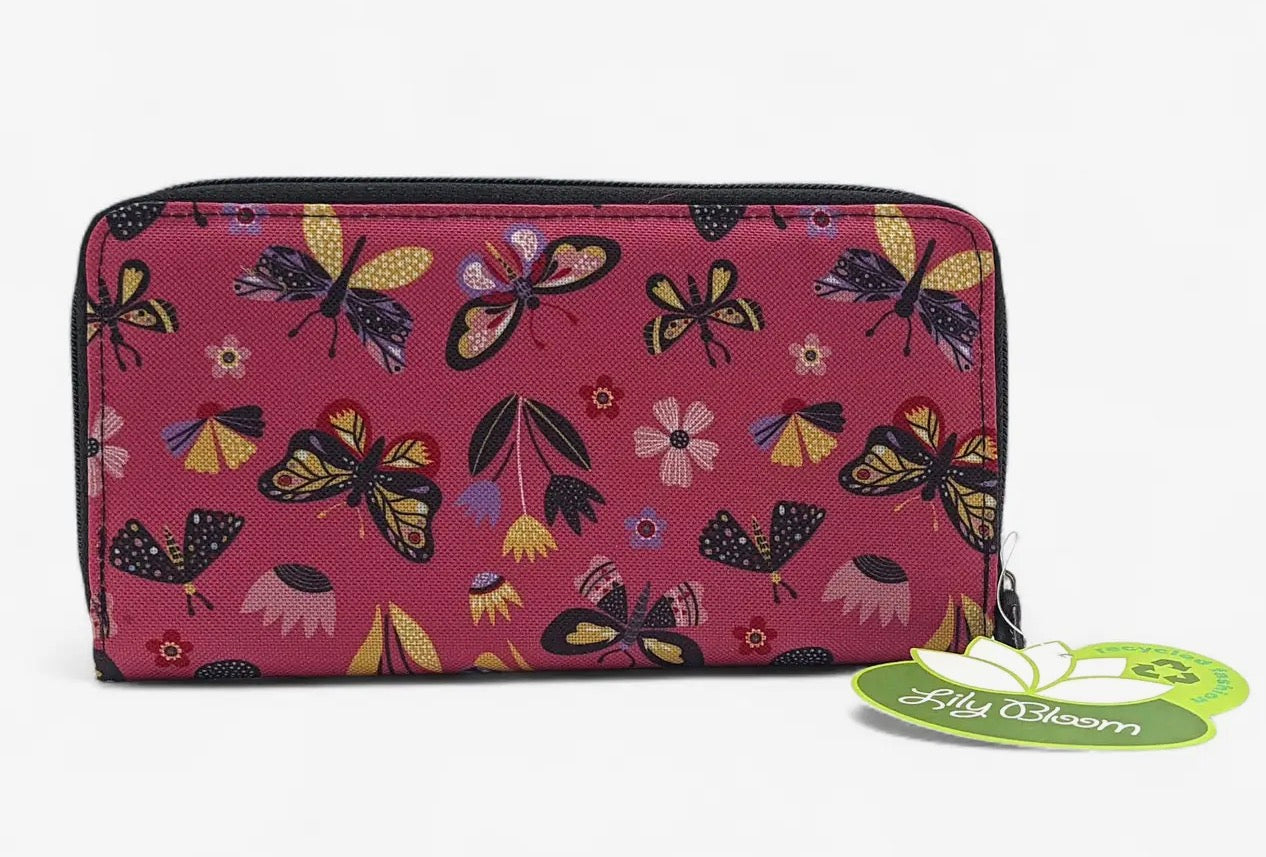 Lily Bloom Wallet Travel Zip Around Butterfly