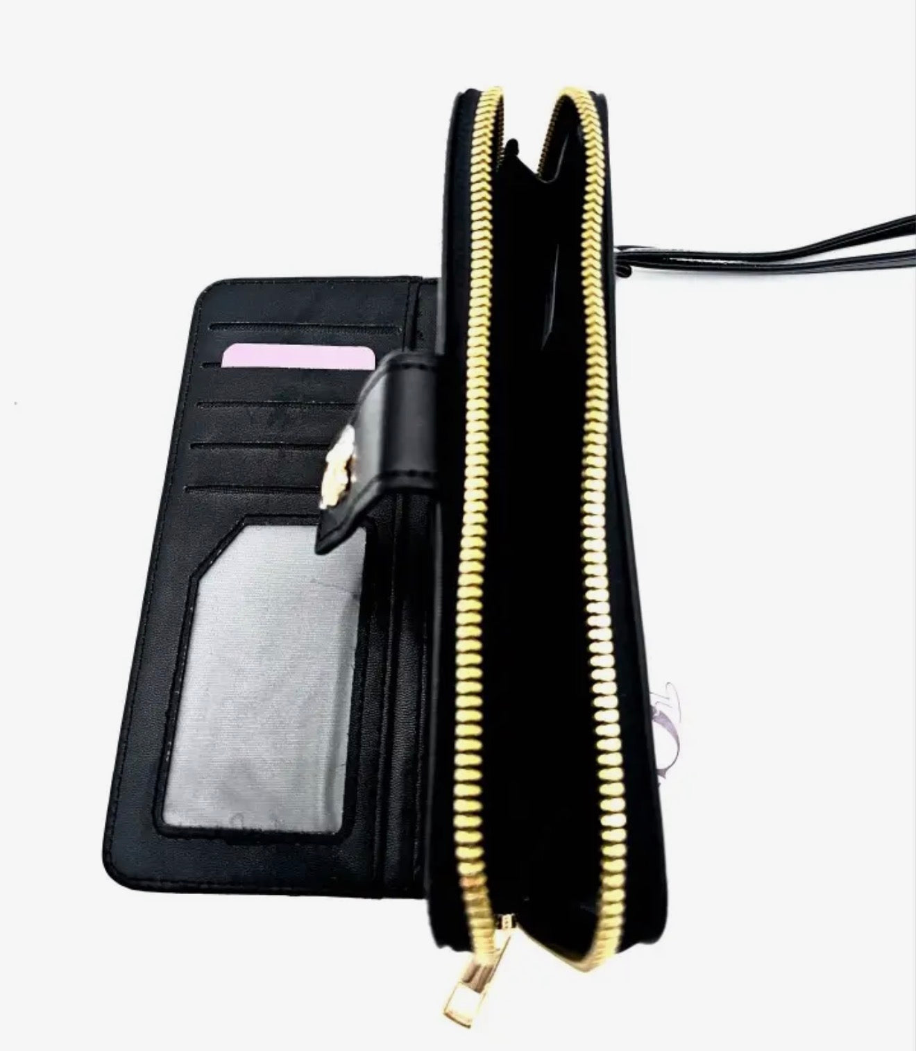 Gloria Vanderbilt Black Croc-Embossed Wallet Zip Around