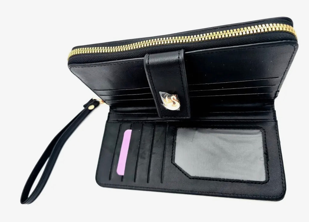 Gloria Vanderbilt Black Croc-Embossed Wallet Zip Around