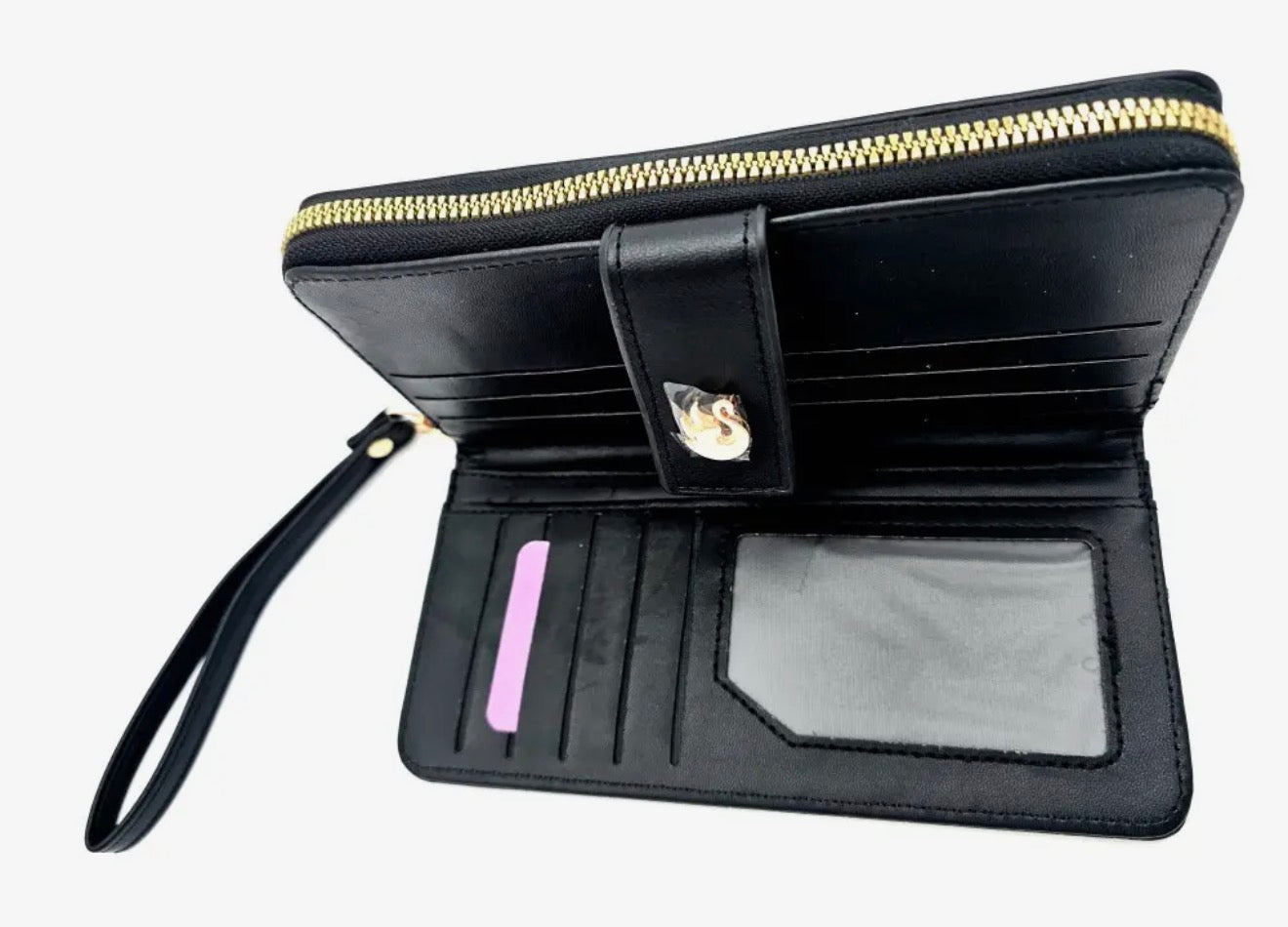 Gloria Vanderbilt Black Croc-Embossed Wallet Zip Around