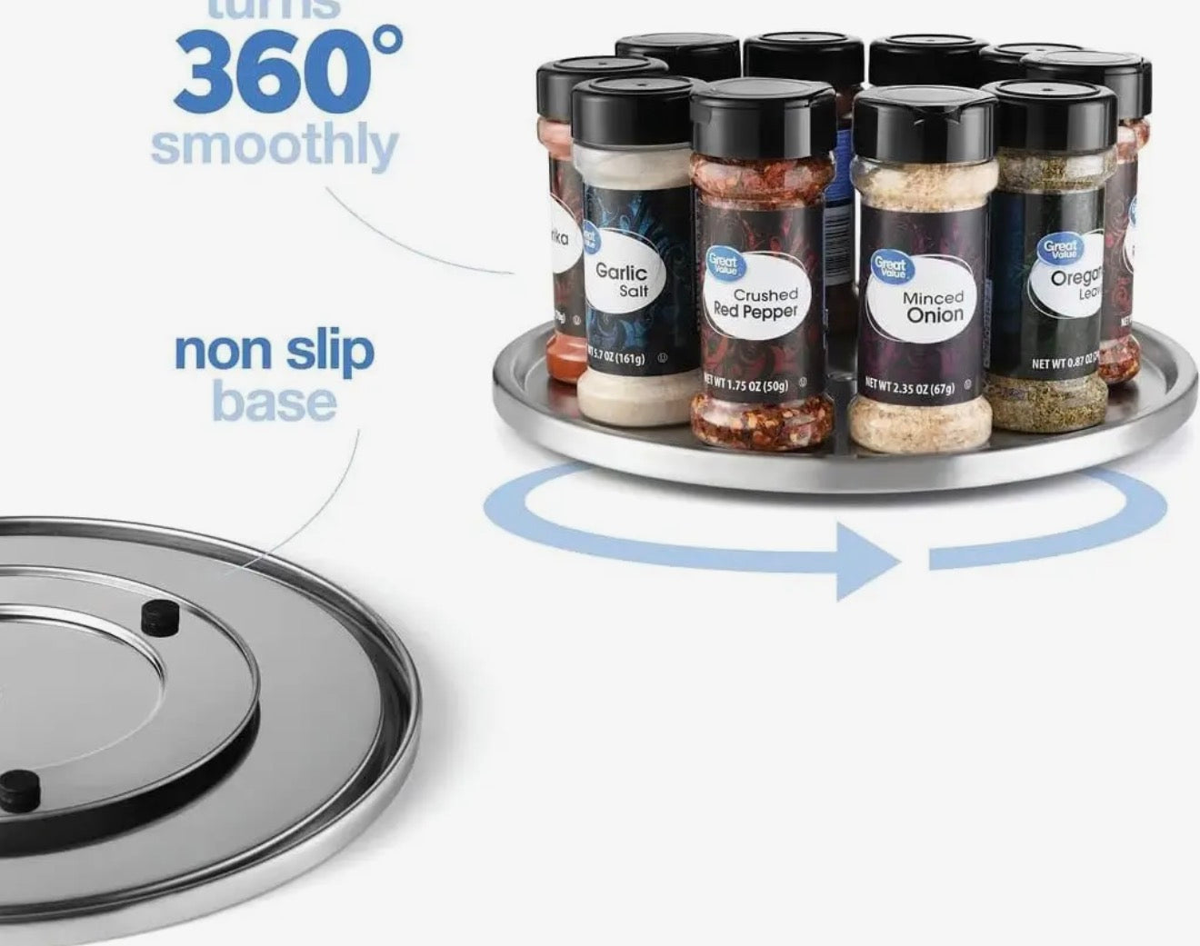 10.5" Stainless Steel Lazy Susan Turntable