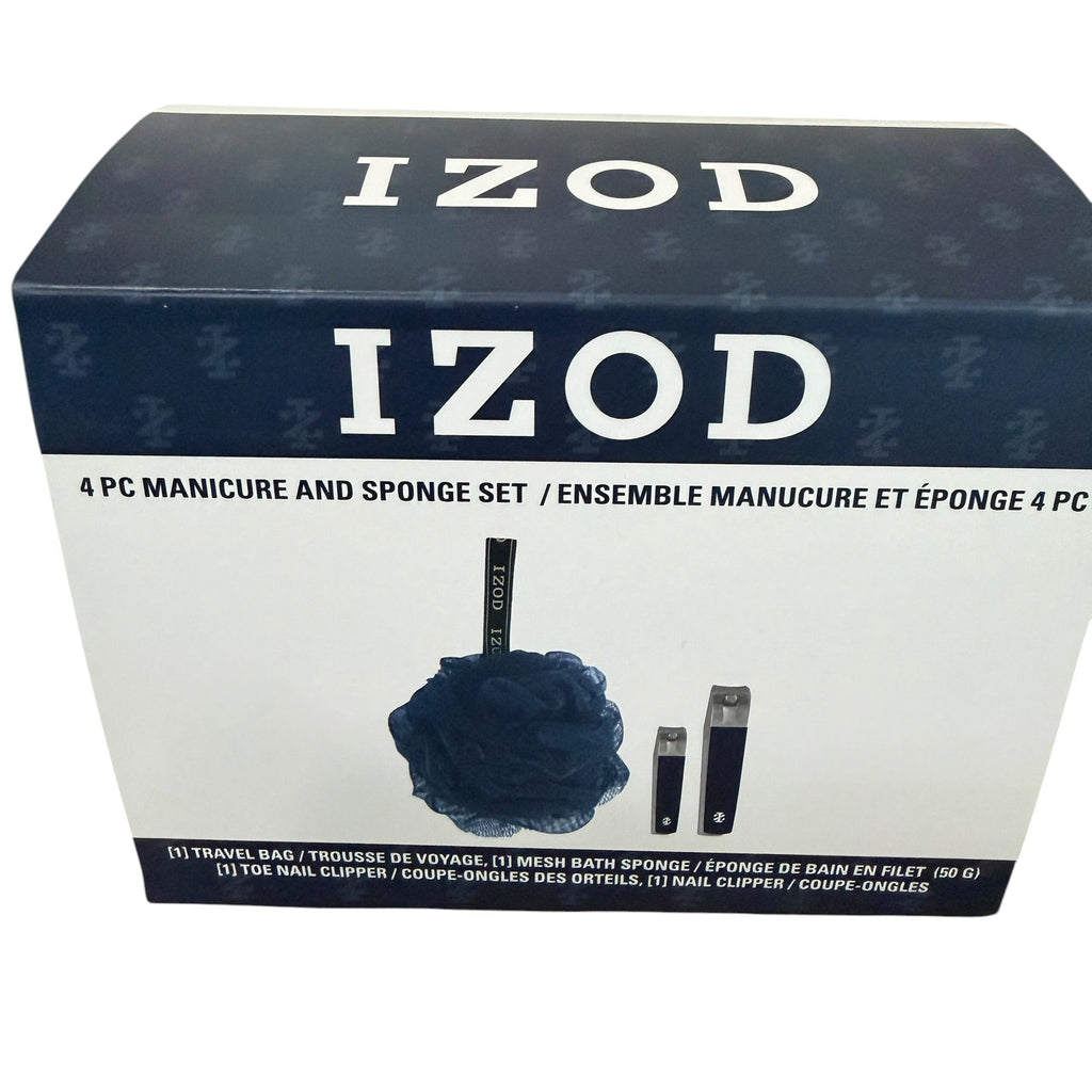 Izod 4-Piece Manicure & Mesh Bath Sponge Travel Set
