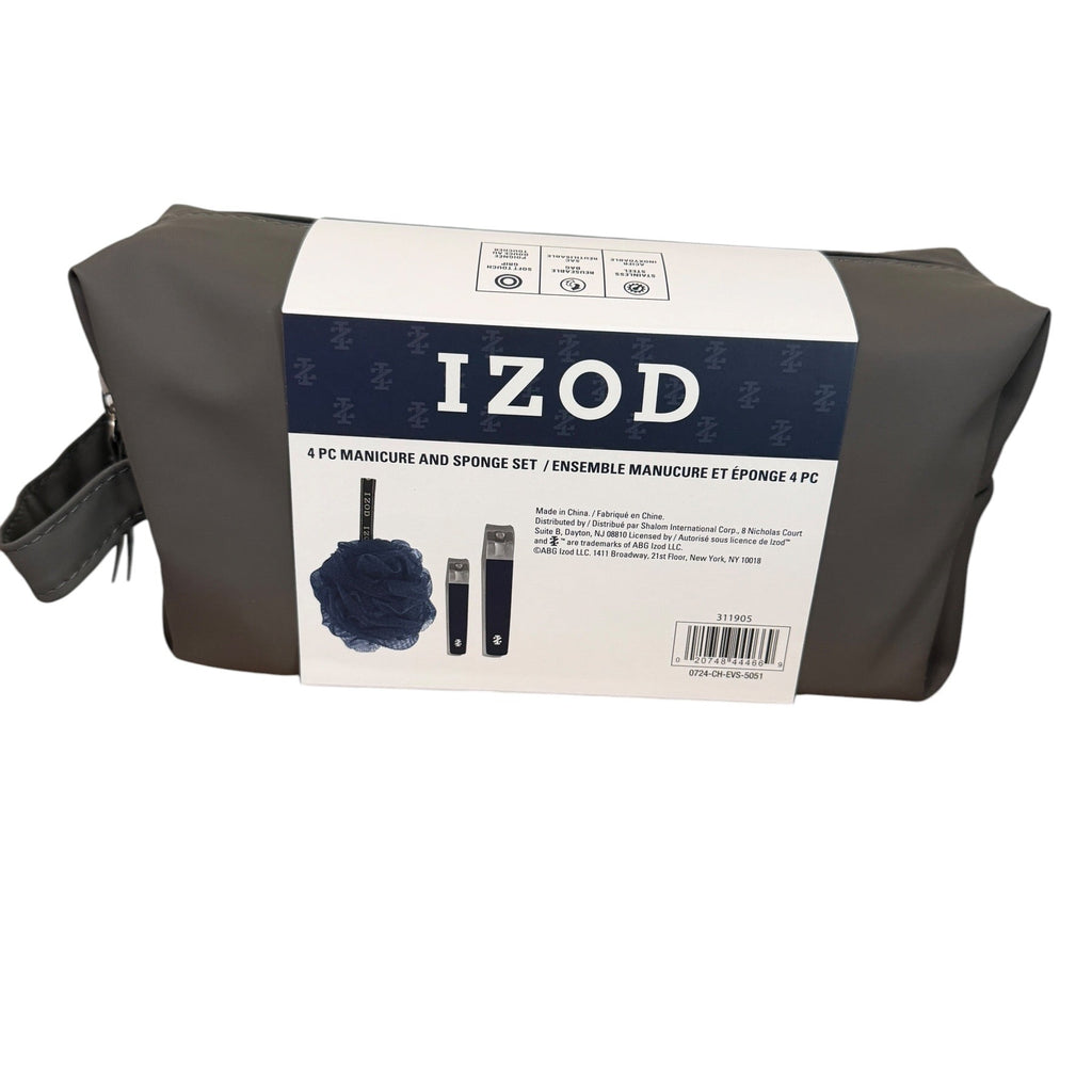 Izod 4-Piece Manicure & Mesh Bath Sponge Travel Set
