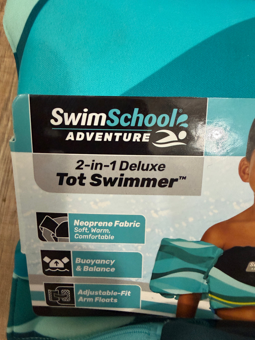 SwimSchool 2-in-1 Deluxe Child Swimmer Float – Ages 4-6, Blue Multi