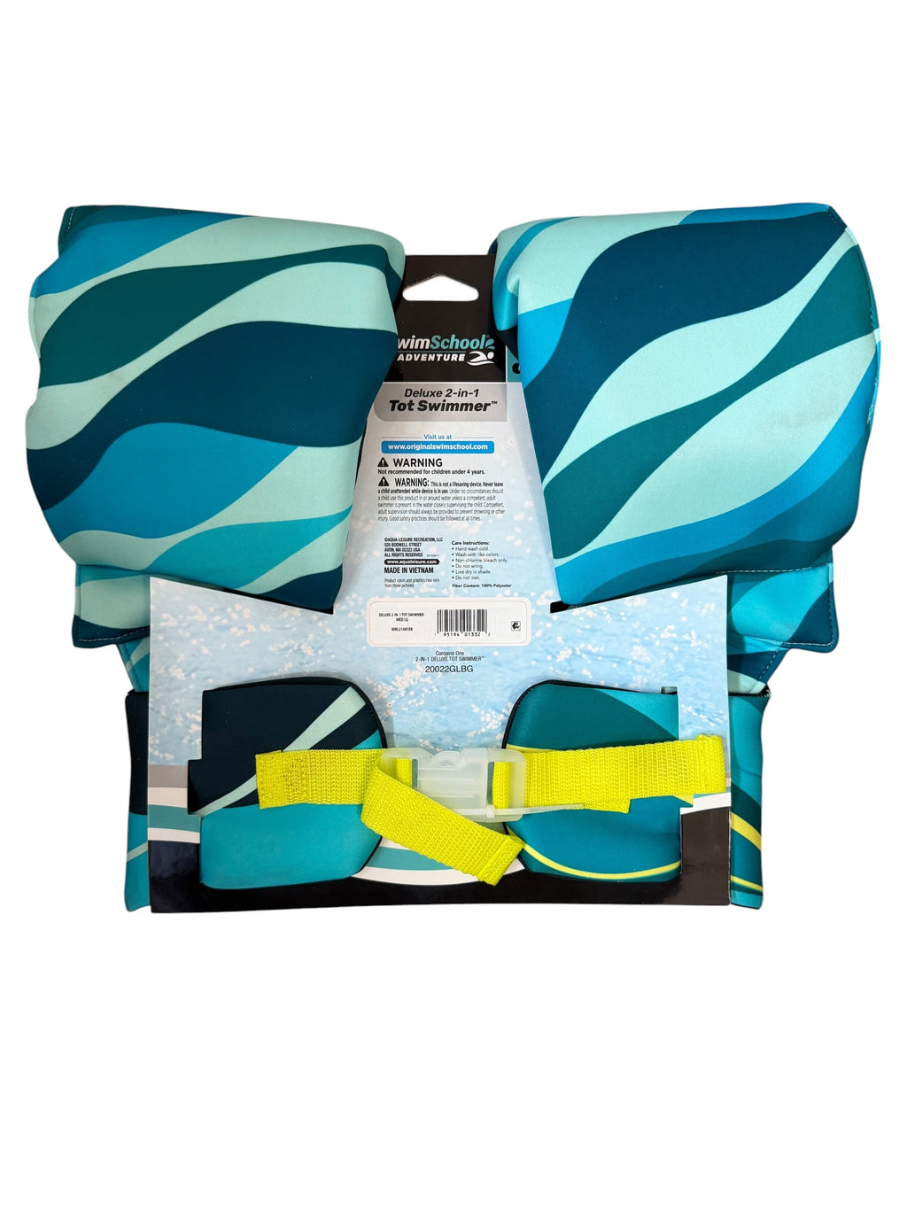 SwimSchool 2-in-1 Deluxe Child Swimmer Float – Ages 4-6, Blue Multi