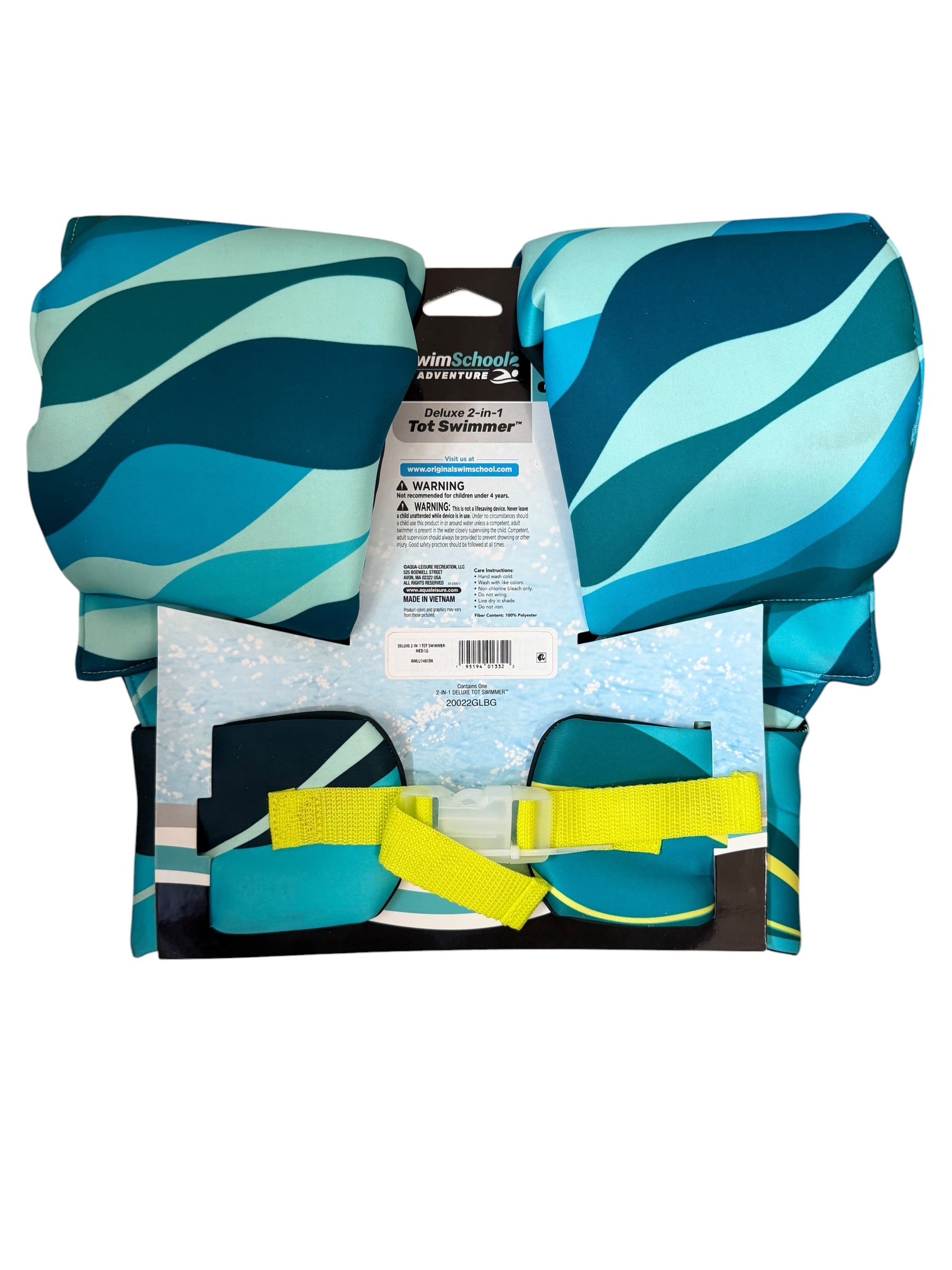 SwimSchool 2-in-1 Deluxe Child Swimmer Float – Ages 4-6, Blue Multi