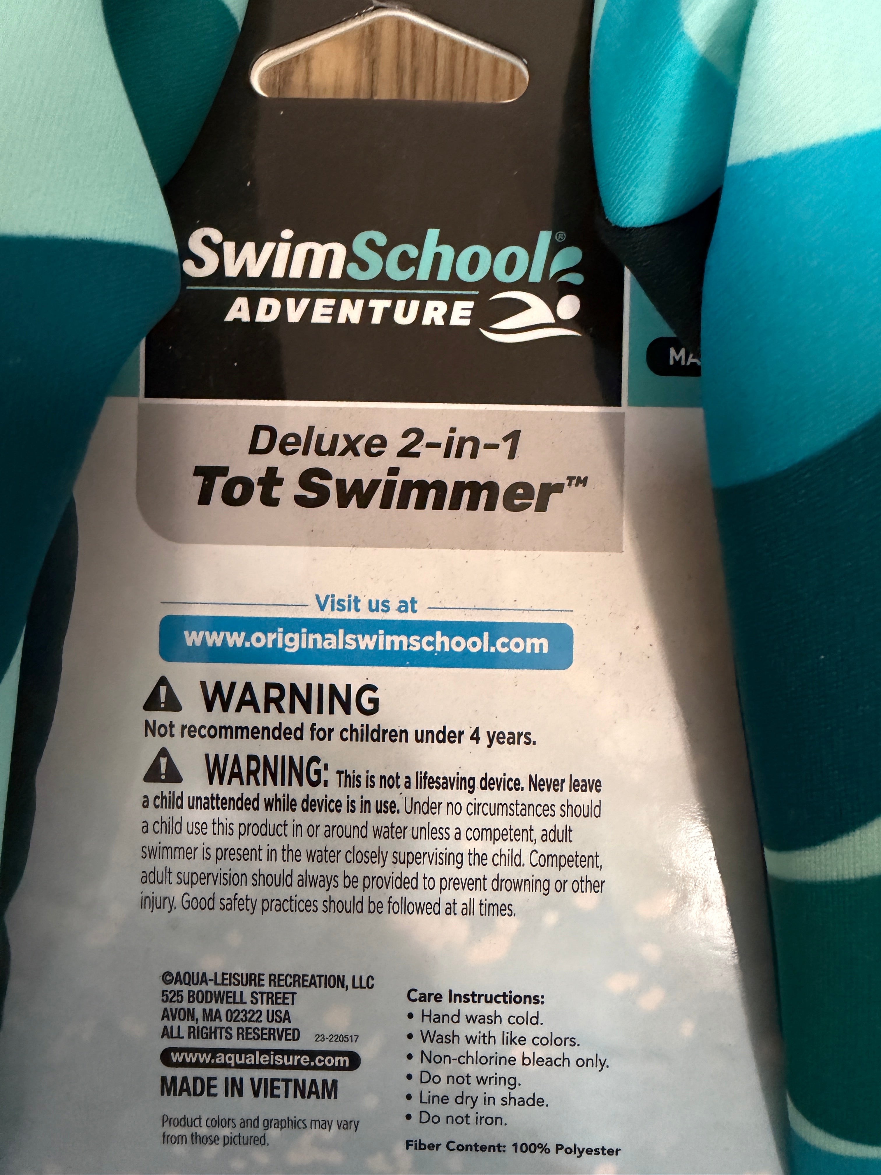 SwimSchool 2-in-1 Deluxe Child Swimmer Float – Ages 4-6, Blue Multi