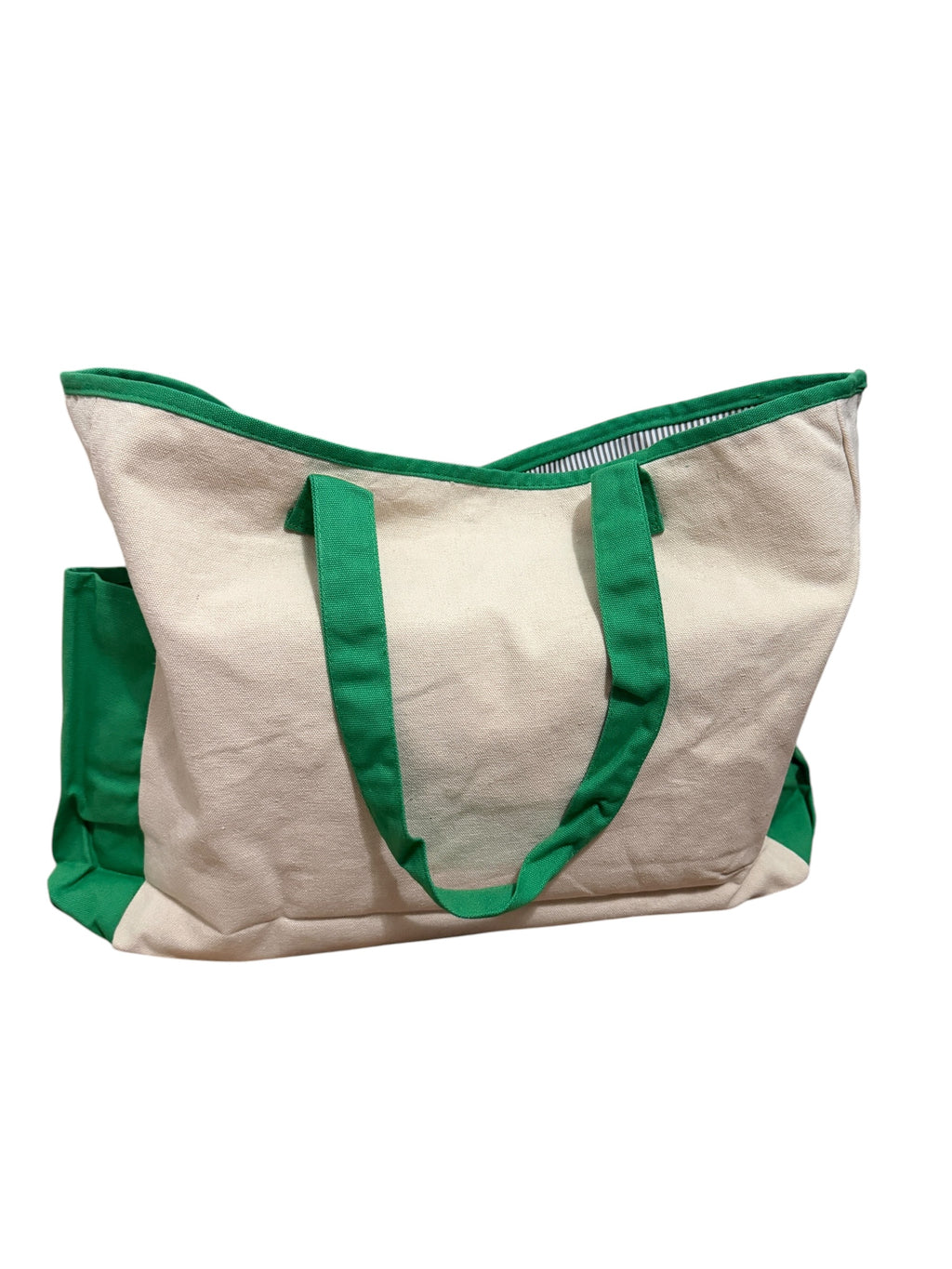 Heavy Duty Tote Bag with Green Trim