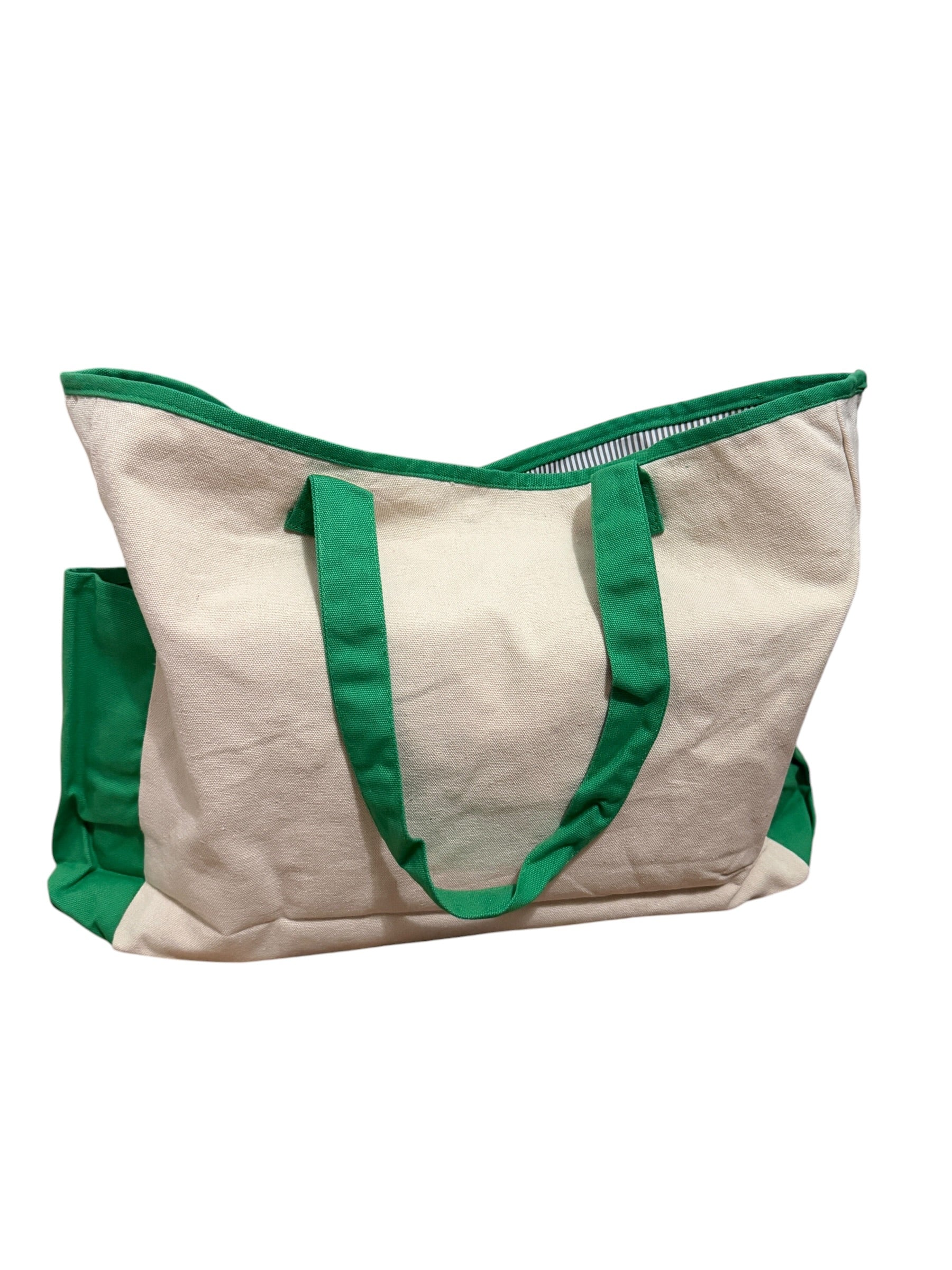 Heavy Duty Tote Bag with Green Trim